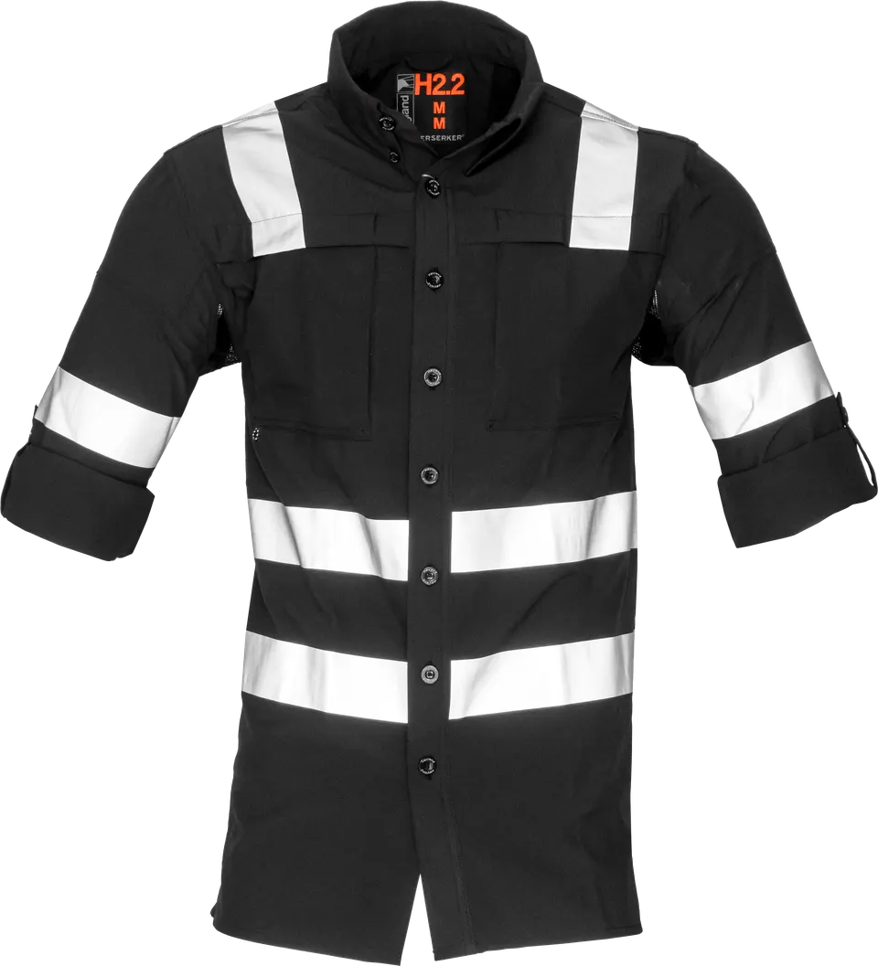 Camisa de trabajo negra con reflejantes H2.2 color Negro
